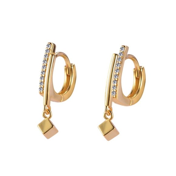 *NEW 925 Sterling Silver Diamond Cube Earrings - Picture 7 of 8